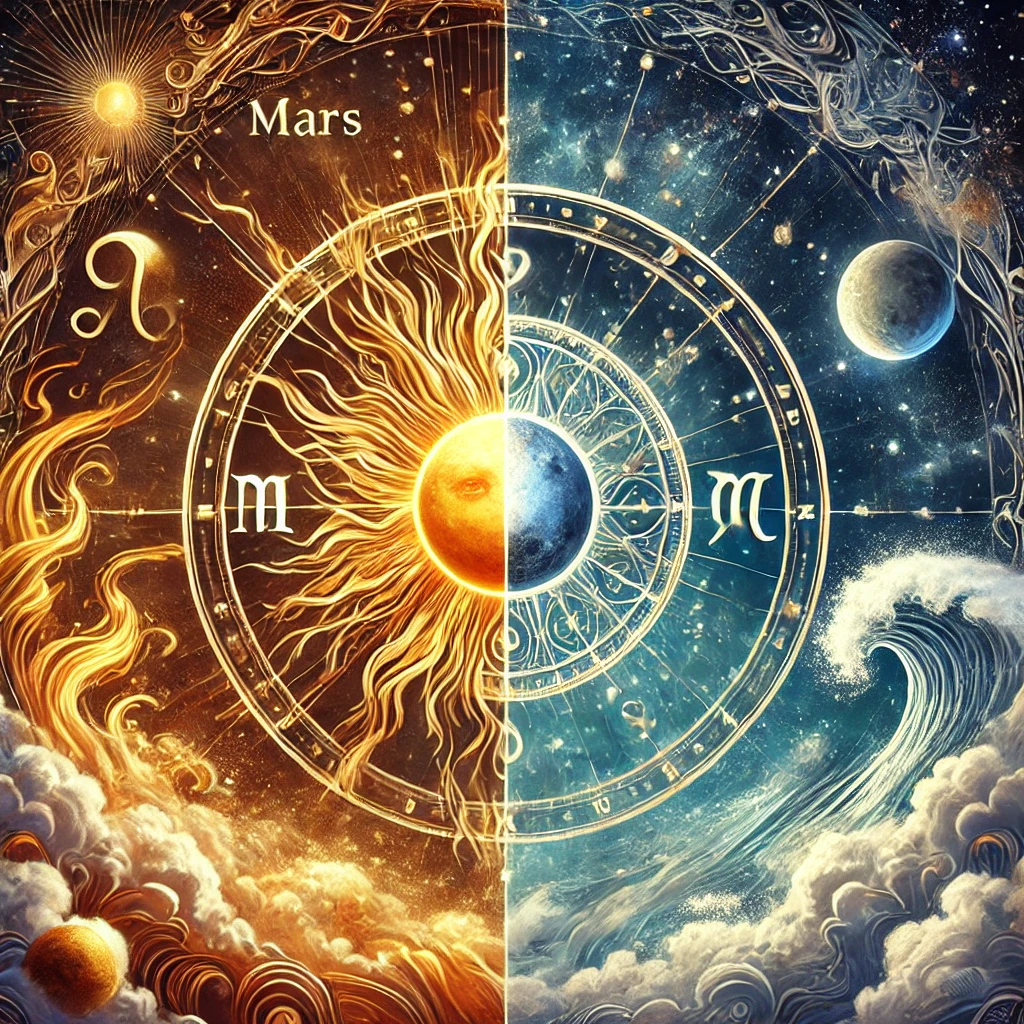 https://empressblueastrology.com/wp-content/uploads/2024/06/DALL·E-2024-12-06-08.00.19-A-cosmic-scene-representing-Mars-retrograde-in-Leo-transitioning-to-Cancer.-On-the-left-the-fiery-planet-Mars-is-surrounded-by-golden-flames-and-radi.webp